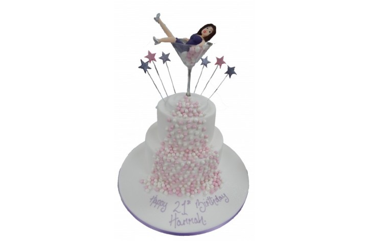 Figure in a Glass Tiered Cake